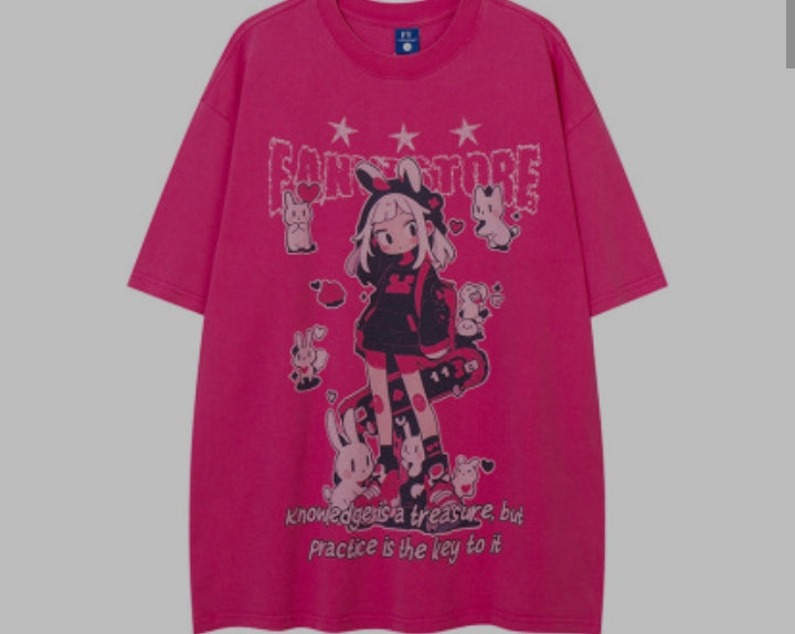 Anime Girl Print Short Sleeve Men And Women