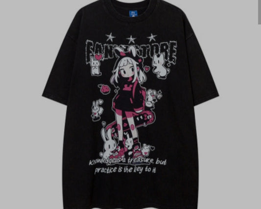 Anime Girl Print Short Sleeve Men And Women