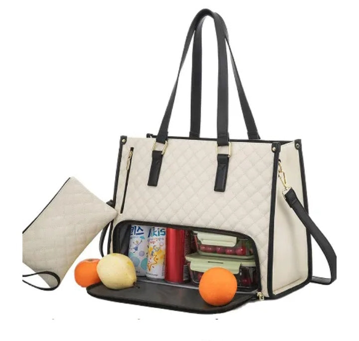 Convenient Commute New Lunch Bag Women's Insulated Lunch Box Women's Leak-proof Large Purse Diagonal Computer Storage