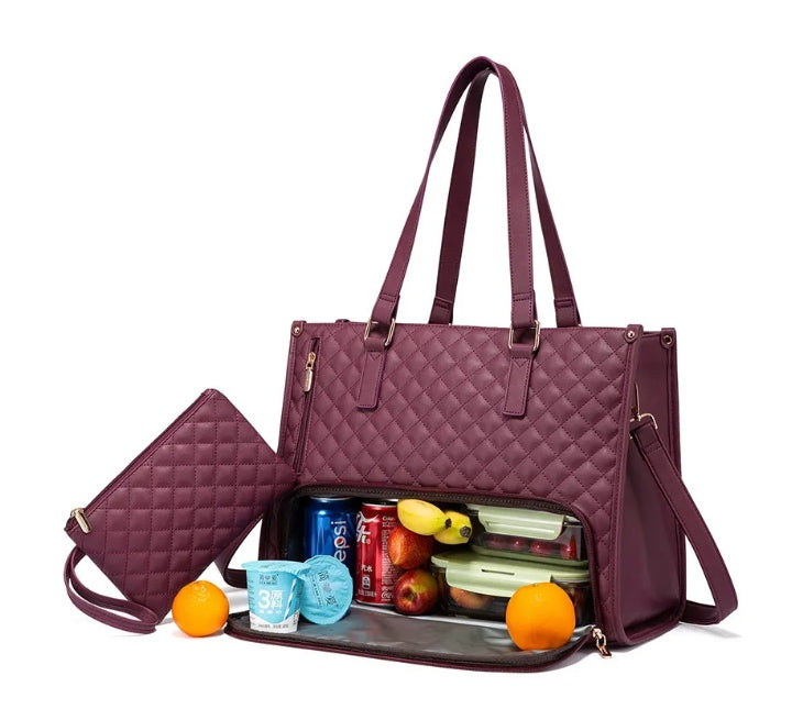 Convenient Commute New Lunch Bag Women's Insulated Lunch Box Women's Leak-proof Large Purse Diagonal Computer Storage