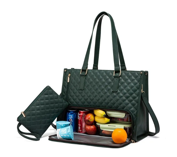 Convenient Commute New Lunch Bag Women's Insulated Lunch Box Women's Leak-proof Large Purse Diagonal Computer Storage