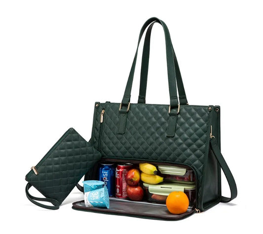 Convenient Commute New Lunch Bag Women's Insulated Lunch Box Women's Leak-proof Large Purse Diagonal Computer Storage